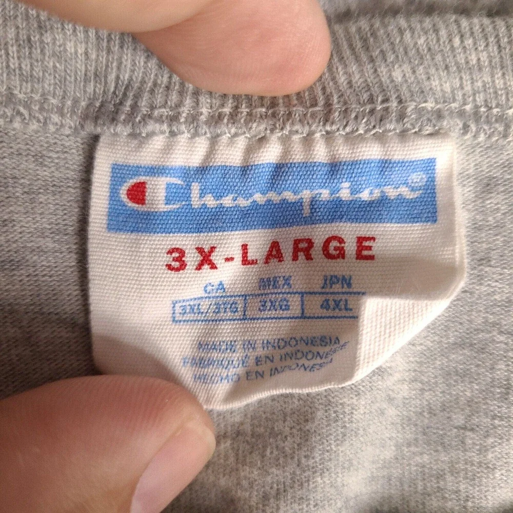 Champion T-Shirt Mens 3XL Gray Embroidered Script‎ Logo Short Sleeve - Picture 3 of 11